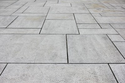 Close up of high-quality grey patio stones.
