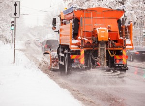 Road salt being applied to the streets in the winter.