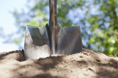 Shovel in dirt.